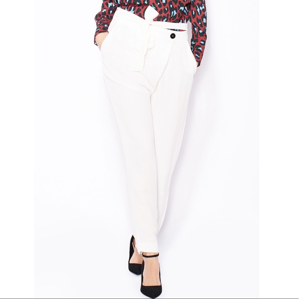 Mango White Belted Trousers 4